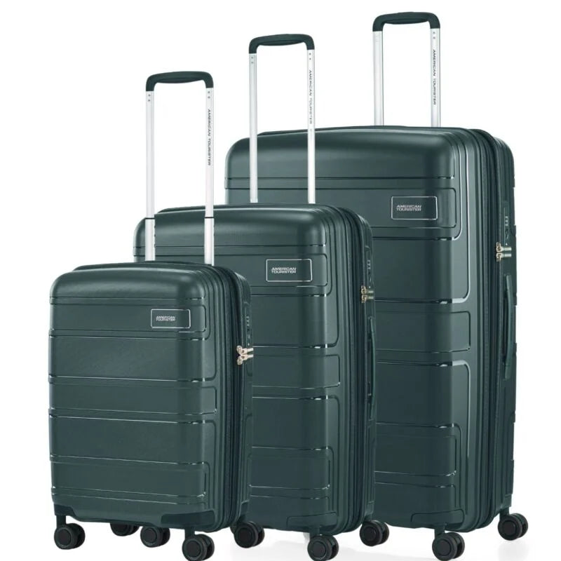 American Tourister Light MAX 3-Piece Luggage Set (Large, Medium, Small) - Varsity Green | Perfect for Travel, Business Trips & Weekend Getaways