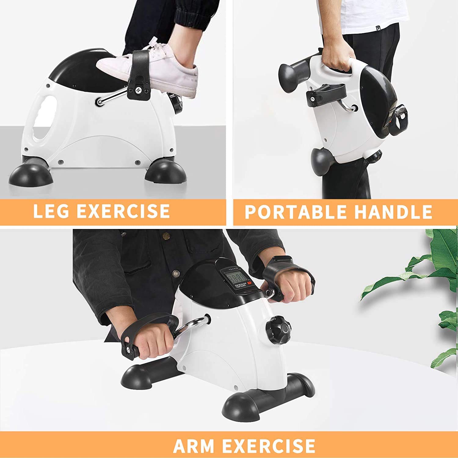 Under Desk Bike Pedal Exerciser - Mini Exercise Bike for Home & Office, Portable Foot Peddler for Physical Therapy, Leg & Arm Workout Equipment, Adjustable Sitting Pedal Exerciser for Elderly, Men & Women - Perfect for Sedentary Workers & Home Rehab