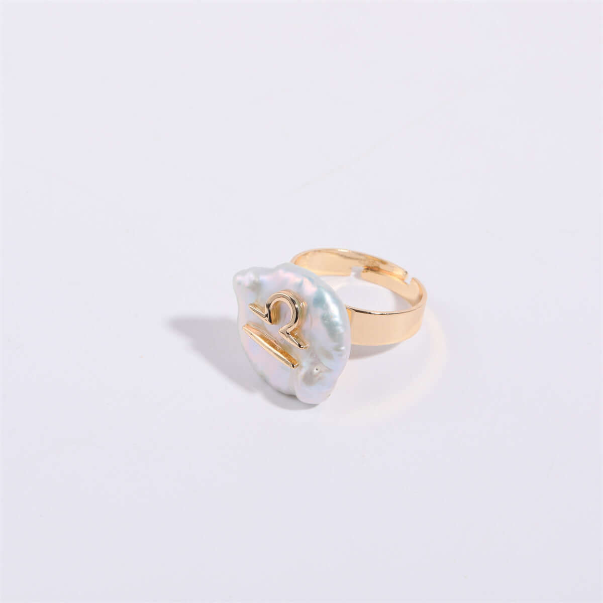 14K Gold Zodiac Sign Pearl Stacking Ring - Aries, Taurus, Gemini, Cancer, Leo, Virgo, Libra, Scorpio, Sagittarius, Capricorn, Aquarius, Pisces | Elegant Dainty Jewelry for Women | Perfect for Birthday Gifts, Anniversary, Valentine's Day & Everyday Wear (MQ801)