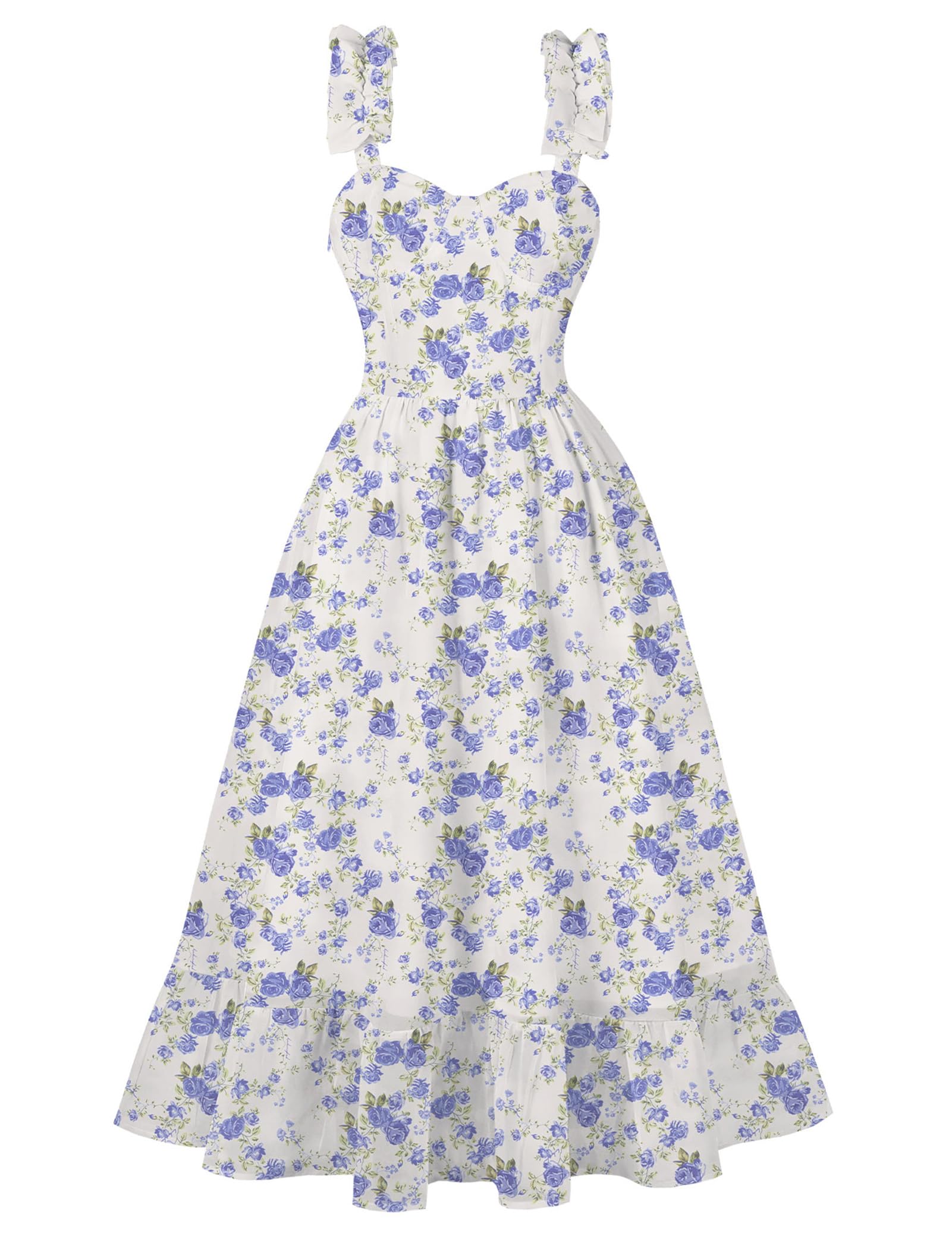 Women's Floral Corset Dress - Vintage A-Line Long Cocktail Dress with Spaghetti Straps for Formal Events, Parties & Casual Outings | Perfect for Weddings, Date Nights & Summer Vacations