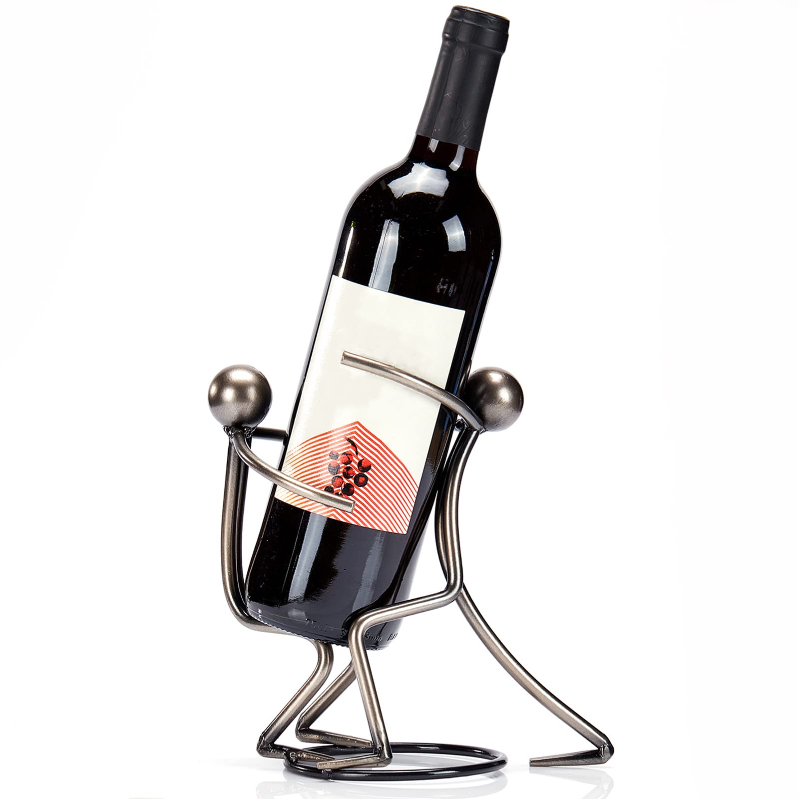 Aayla Tabletop Wine Rack - Metallic Silver Freestanding Countertop Wine Bottle Holder | Unique Wine Gifts & Accessories for Wine Lovers | Perfect for Kitchen, Bar, Dining Room & Home Decor