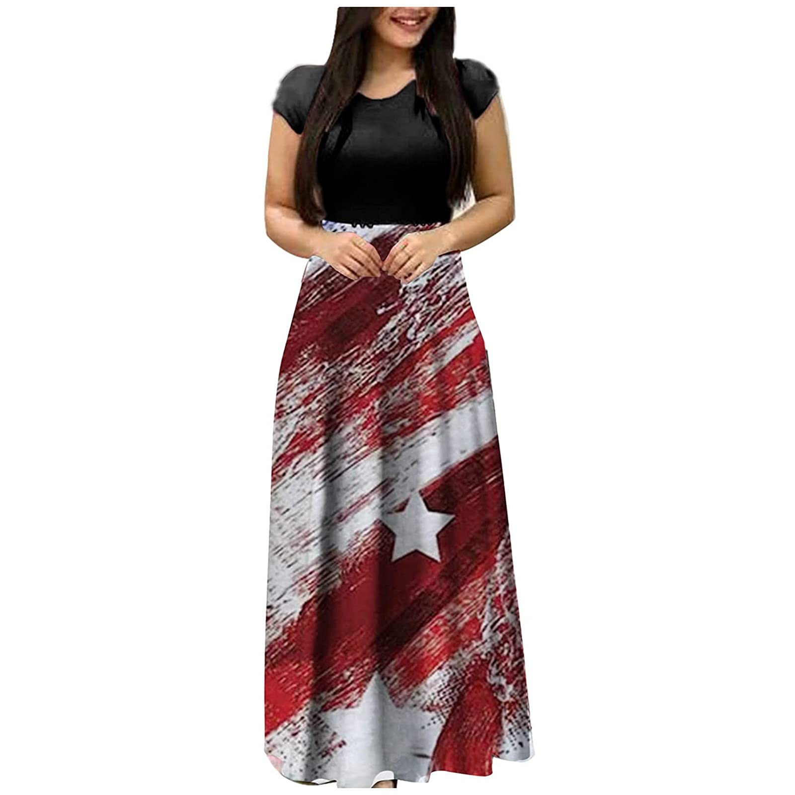 MOBCTG Women's Floral Printed Short Sleeve Summer Dresses 2022 - Plus Size Formal Graduation Dress for Women | Perfect for Beach Vacations, Garden Parties & Special Occasions