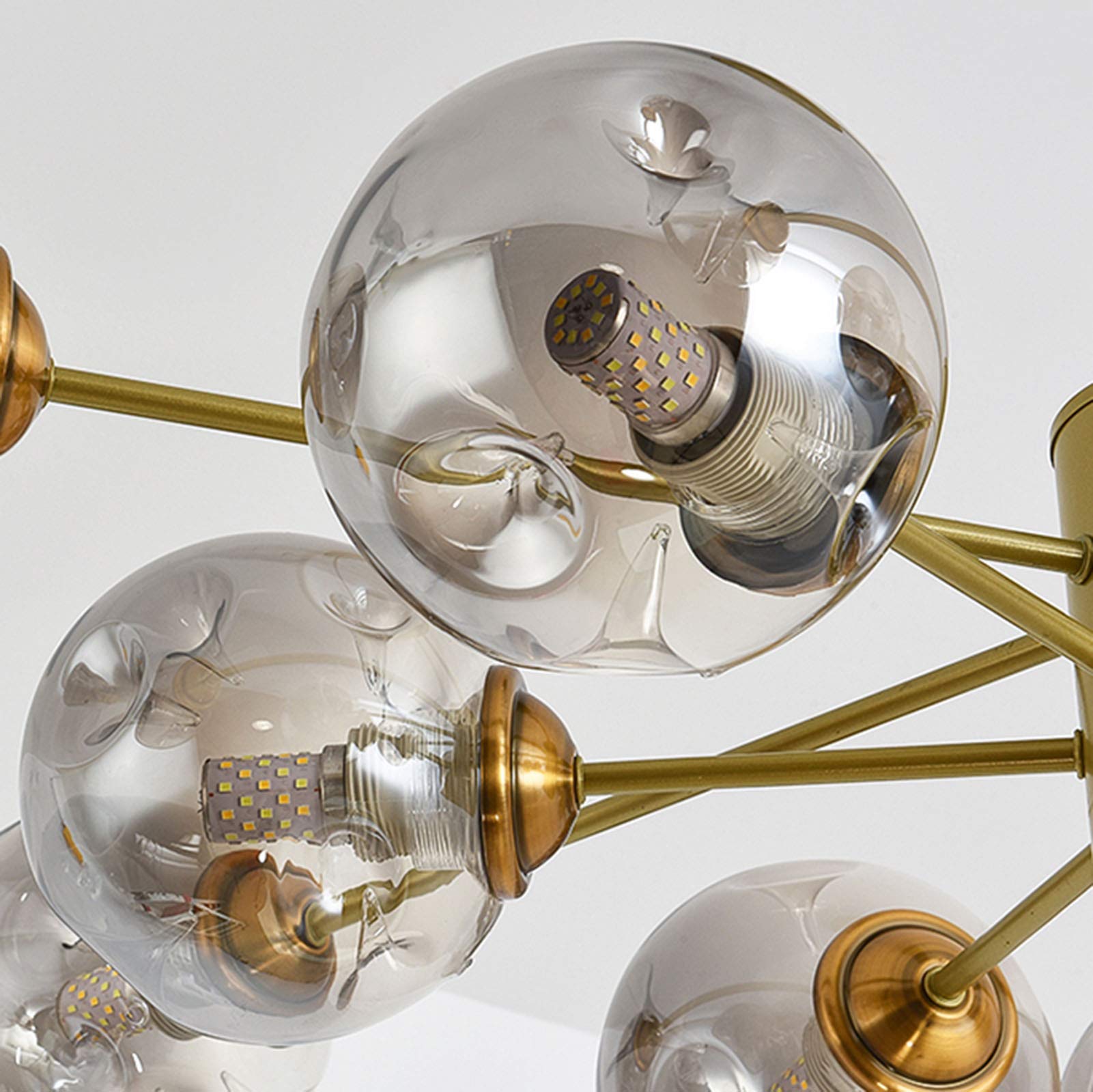 10-Lights Gold Metal Sputnik Chandelier - Modern Spherical Glass Pendant Light with Chrome Finish - Elegant Ceiling Lamp for Living Room, Hallway, Dining Room & Bedroom - Perfect for Modern Home Decor & Luxury Interior Lighting