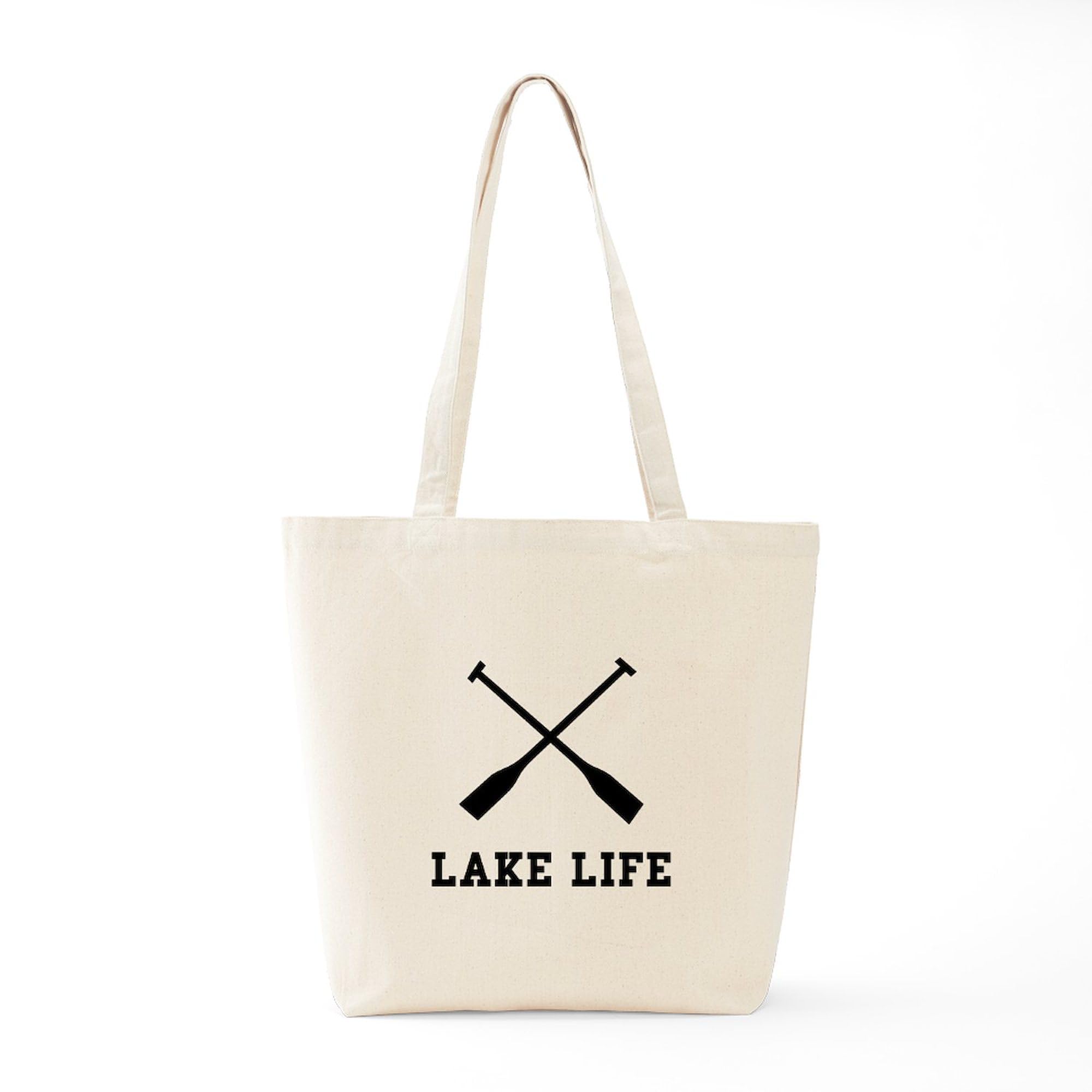 Lake Life Tote Bag - Natural Canvas Reusable Shopping Bag for Groceries, Beach Trips & Daily Use | Eco-Friendly Cotton Tote with Spacious Design