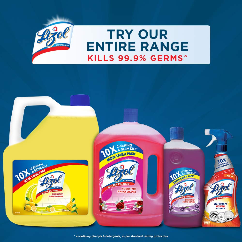 Lizol Citrus Floor Cleaner 2L + Free Harpic Original Toilet Cleaner 500ml | Powerful Disinfection for Kitchen, Bathroom & Hard Floors | Fresh Citrus Scent
