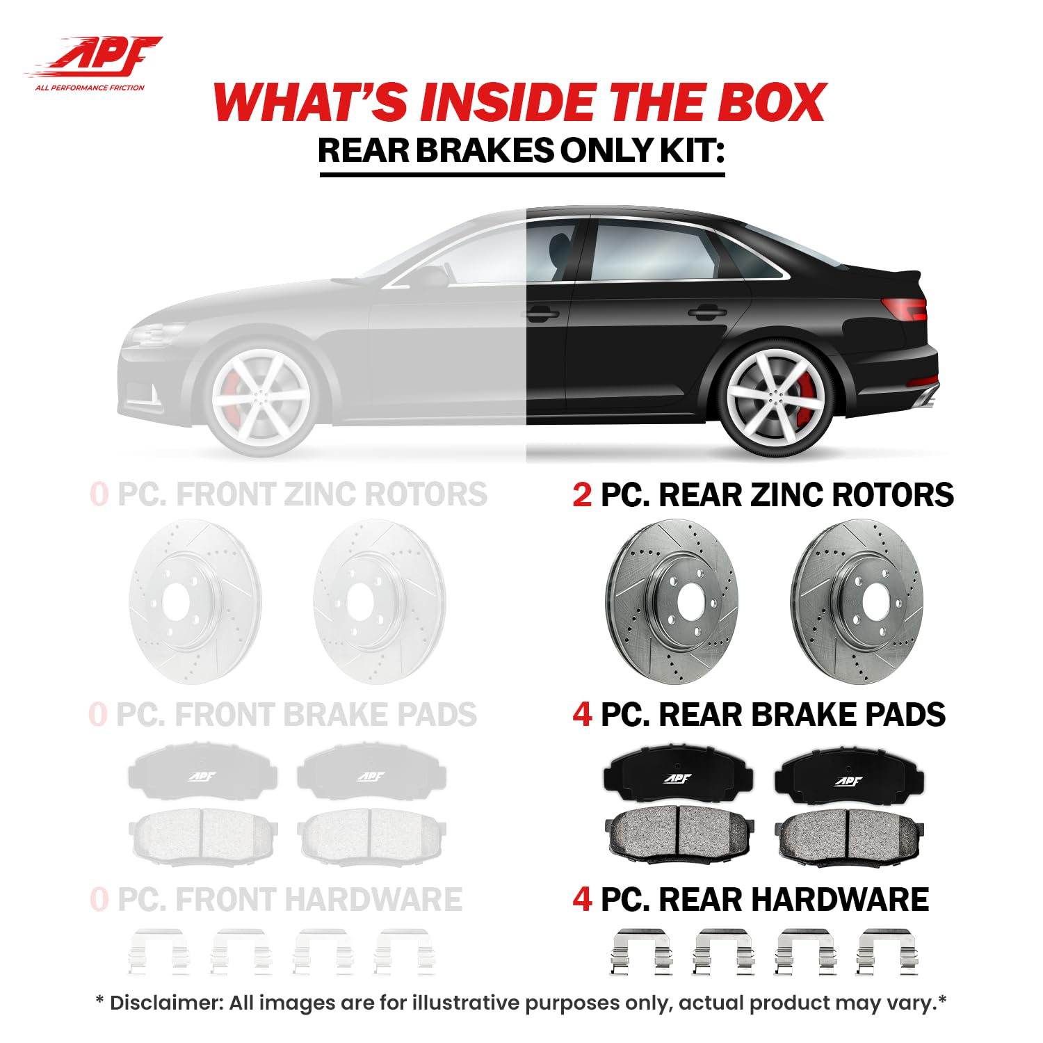 Jeep Grand Cherokee 1995-1998 Rear Brake Kit - Zinc Plated Drilled & Slotted Rotors with Carbon Fiber Brake Pads | 5-Lug | 2 Rotors & 4 Pads | 10-Year Warranty | Enhanced Stopping Power for Off-Road & Towing
