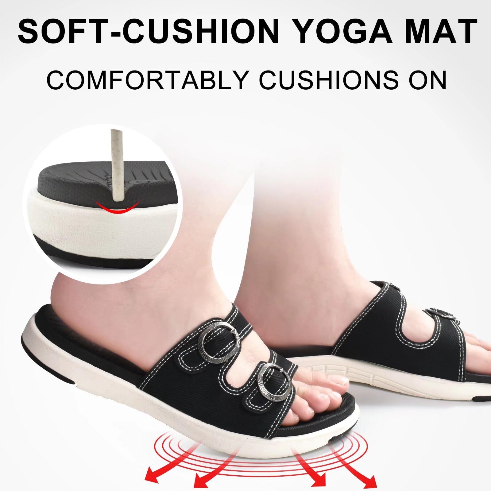 **COFACE Women's Orthotic Slides - Plantar Fasciitis Relief Sandals with Arch Support, Soft Cushion & Adjustable Straps - Comfortable Slip-On Flat Sandals for Yoga, Home, and Casual Wear**