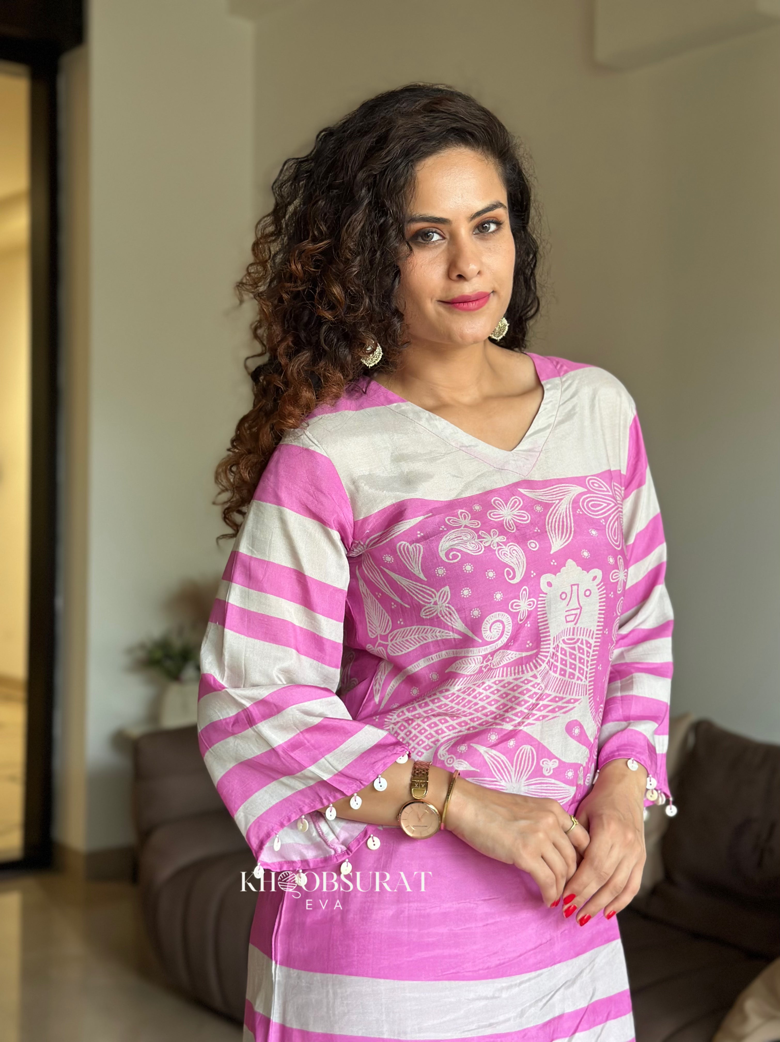 Affordable Pink Printed Matching Outfit Set for Women - Casual Wear, Summer Outfits, and Vacation Style