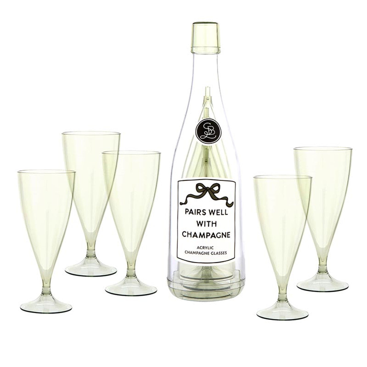 Elegant Acrylic Champagne Bottle and Glasses Set - Perfect for Weddings, Anniversaries & Romantic Celebrations