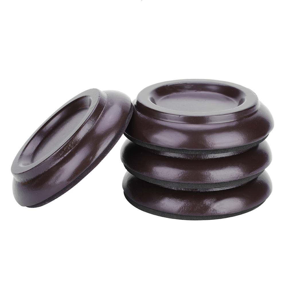Alomejor 4-Piece Piano Caster Cups - Round Upright Piano Foot Protectors with Non-Slip EVA Foam - Premium Beech Wood Coasters for Floor Protection - Perfect for Hardwood, Tile & Carpeted Floors