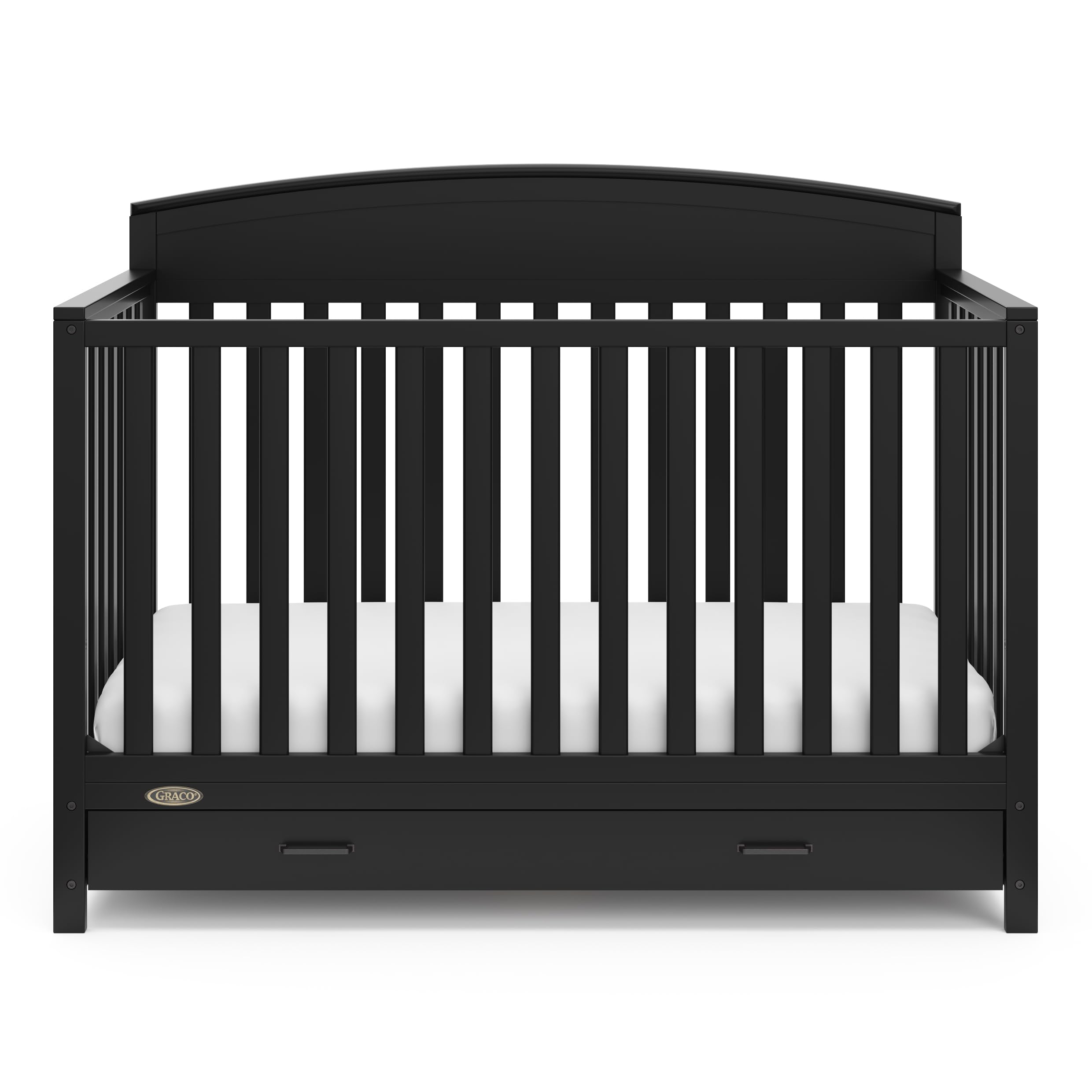 Graco Benton 5-in-1 Convertible Baby Crib with Storage Drawer (Black) - Converts to Toddler Bed, Daybed & Full Size Bed | Adjustable Mattress Base | Fits Standard Full Crib Mattress | Perfect for Nursery, Kids Room & Guest Bedroom