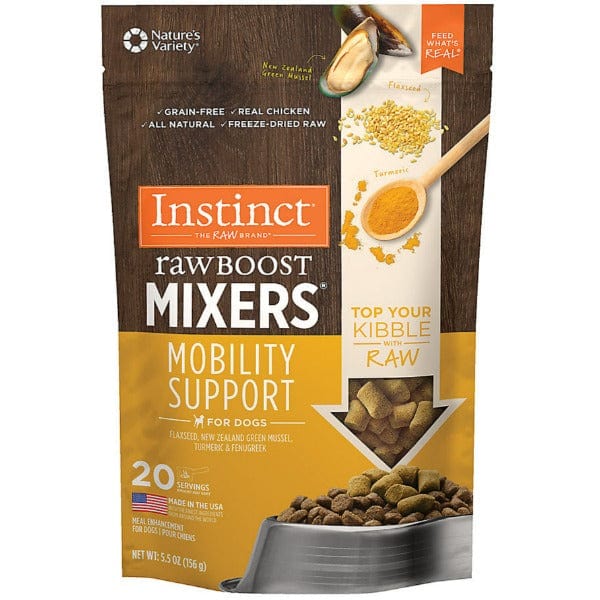 Instinct Raw Boost Mixers Mobility Support Dog Food Topper for Senior Dogs - 5.5oz - Grain Free & Natural Ingredients for Joint Health - Perfect for Mixing with Kibble or Wet Food