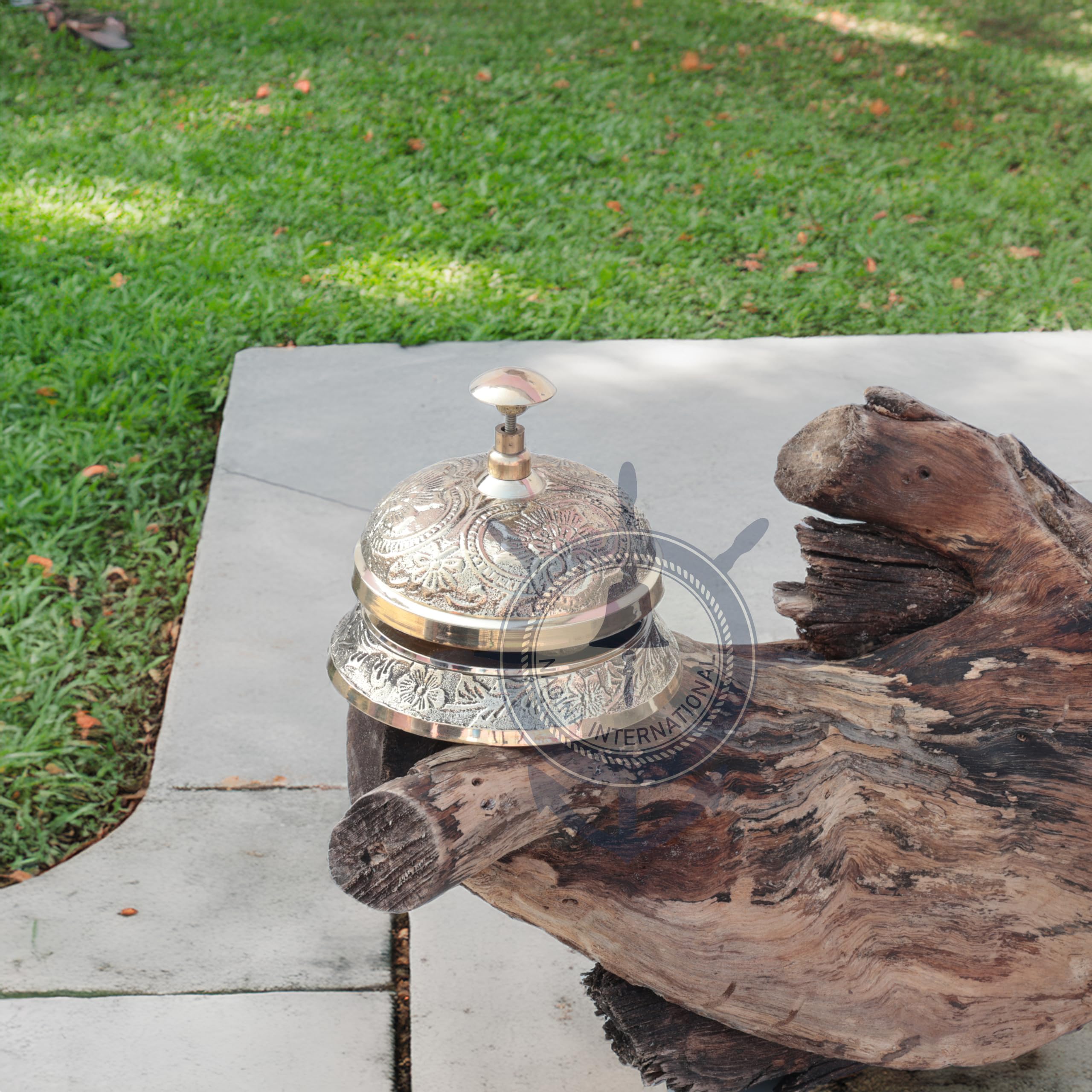 Antique Solid Brass Office Desk Bell - Loud Ringing for Office & Home Use