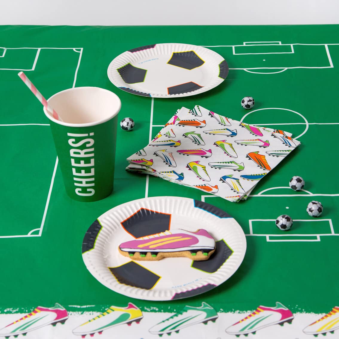 Talking Tables World Cup Football Napkins - Pack of 20 Recyclable Disposable Paper Serviettes (33x33cm) for Kids Birthday Parties, Sports Events & Game Day Celebrations