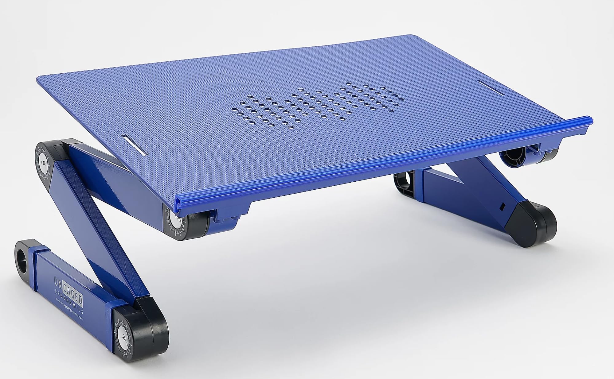 WorkEZ BEST Adjustable Laptop Stand for Desk - Portable & Foldable Ergonomic Computer Stand with Height Adjustment & Cooling Features (XL-Blue) - Perfect for Home Office, Gaming & Workspace Setup