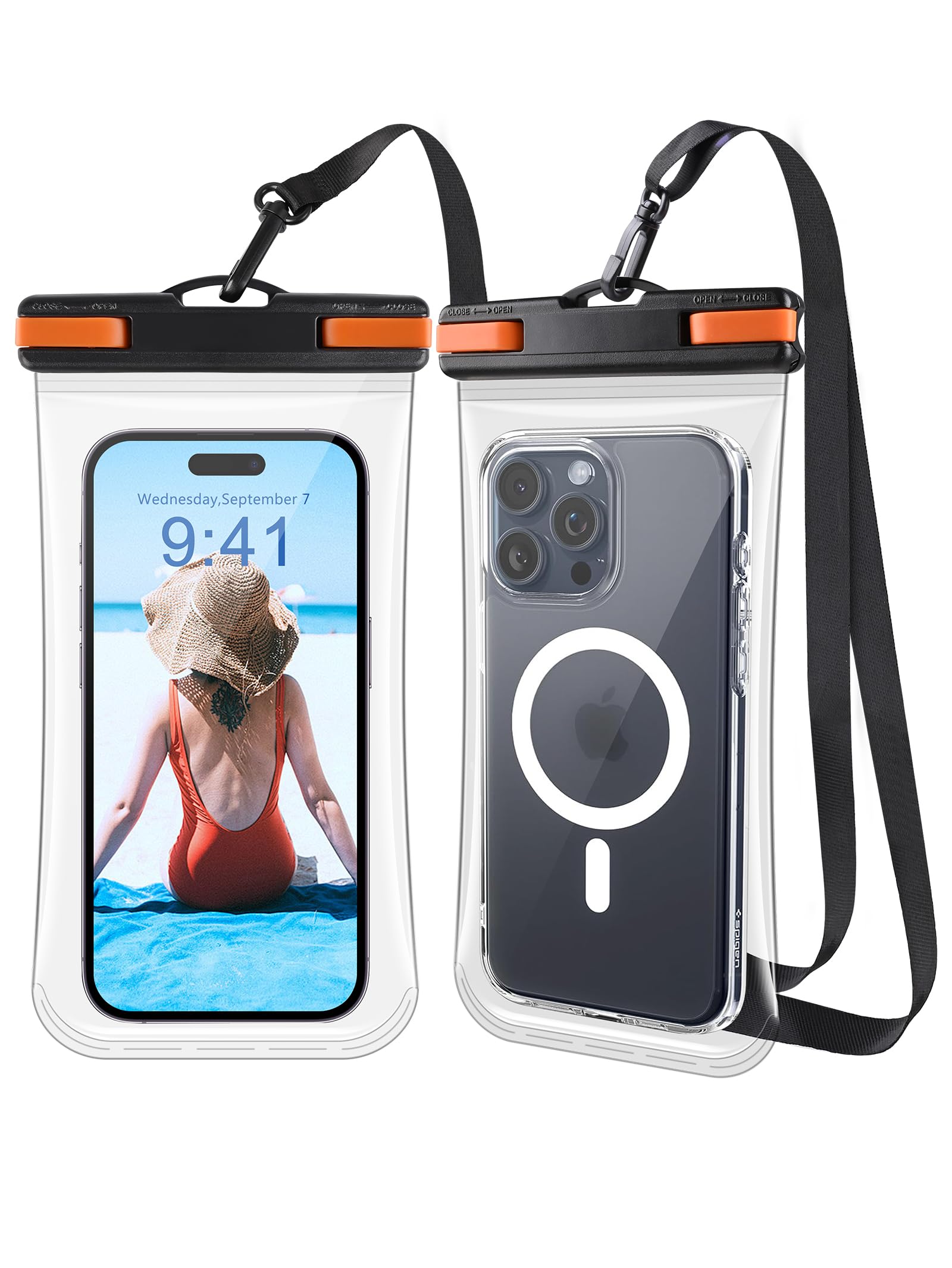2 Pack Clear Waterproof Phone Pouch IPX8 - Universal Waterproof Phone Case for iPhone 15 14 13 12 11 Pro Max XS Plus & Samsung Galaxy (Fits Up to 7.0