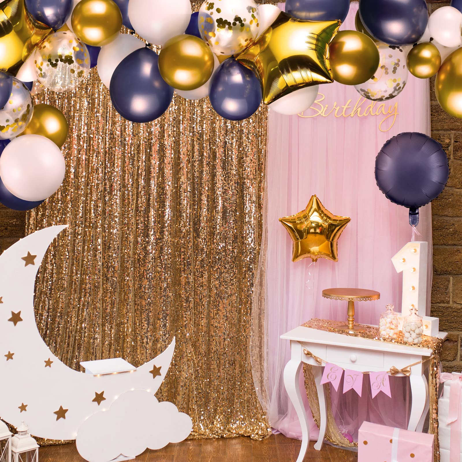 110 Pcs Navy Blue Balloon Garland Kit - Sky Night Moon Star Theme Party Decorations with 36