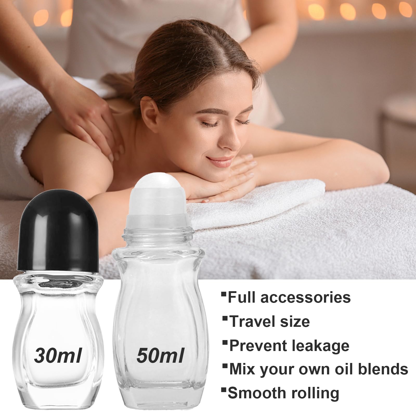 2 Pack 50ml Glass Roll On Bottles for Essential Oils & Perfume - Leak Proof Refillable Deodorant Roller Containers - Perfect for Aromatherapy, DIY Skincare & Travel Size Toiletries