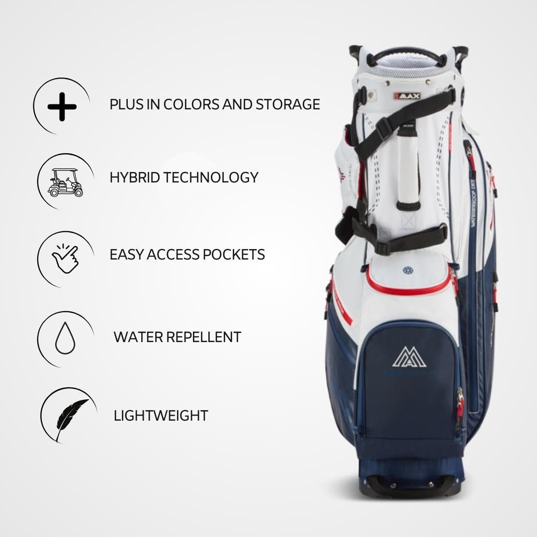 Big Max Dri Lite Hybrid Plus Golf Bag - Lightweight Waterproof Cart Bag with 14-Way Divider, 10 Storage Pockets & Sturdy Leg Locks | Push Cart Compatible | Perfect for Golf Tournaments, Driving Range & Weekend Golf Outings