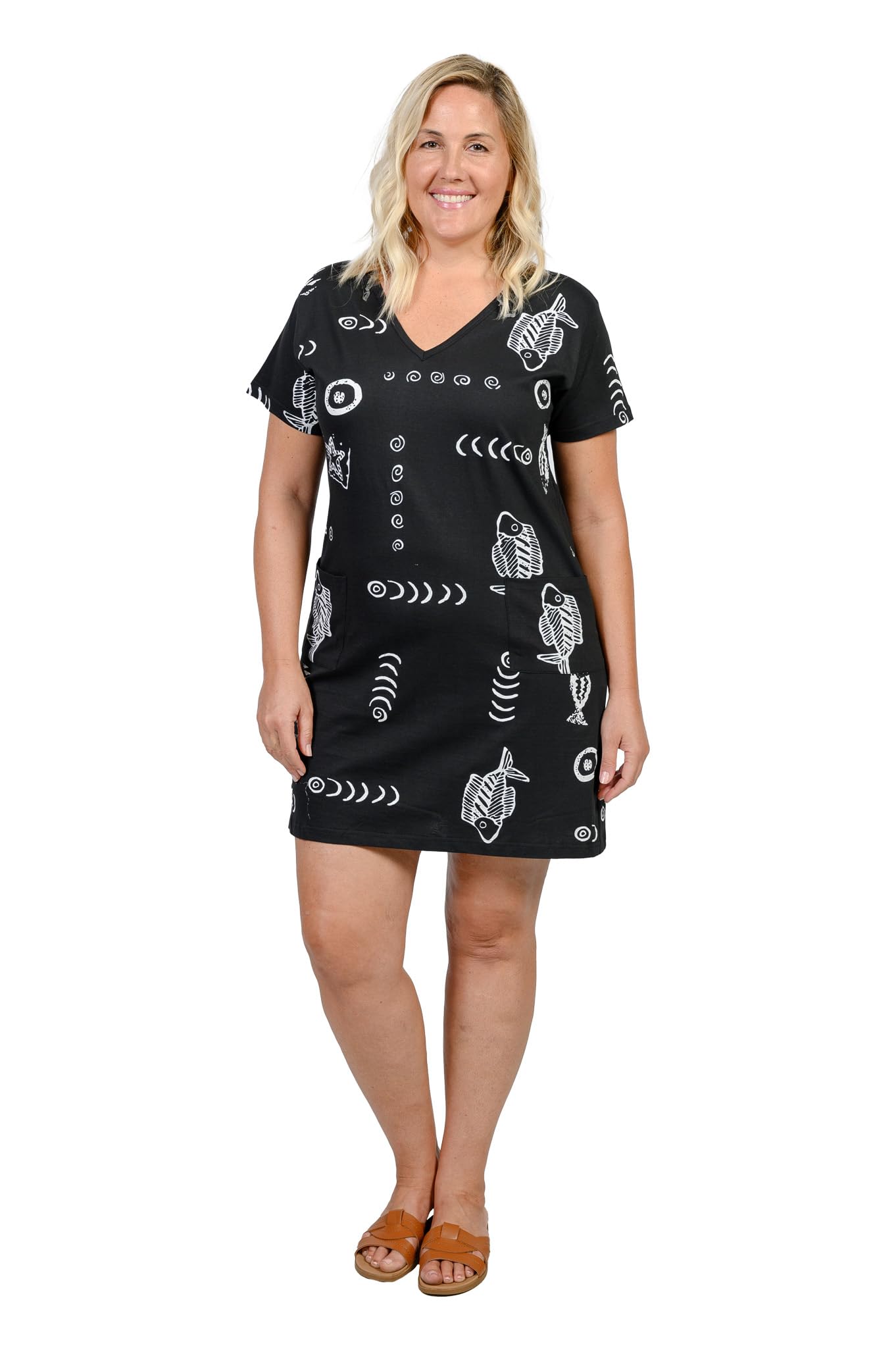 INGEAR Women's Summer Beach Dress - Short Sleeve Cotton Shift Dress for Vacation, Swim Cover Up, Casual Wear - Perfect for Poolside, Travel & Outdoor Activities