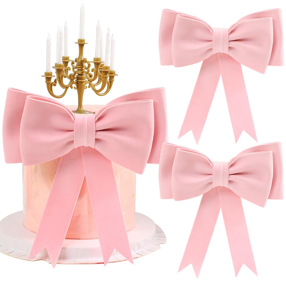 Large Pink Bow Cake Topper for Women - EVA Foam Bowknot Decoration for Birthday, Wedding, Baby Shower & Princess Cakes - Party Supplies & Cake Decorating Kit