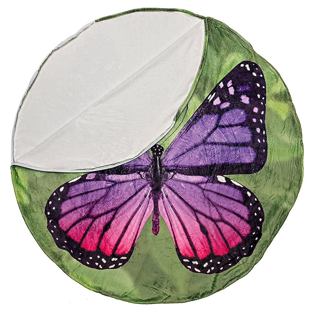 Purple Butterfly Round Sleeping Bag Blanket 60