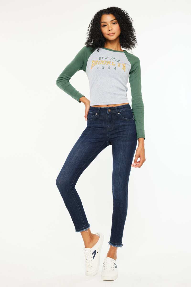 Atlanna Women's Mid Rise Ankle Skinny Jeans - Slim Fit Stretch Denim Pants for Casual Wear & Everyday Outfits