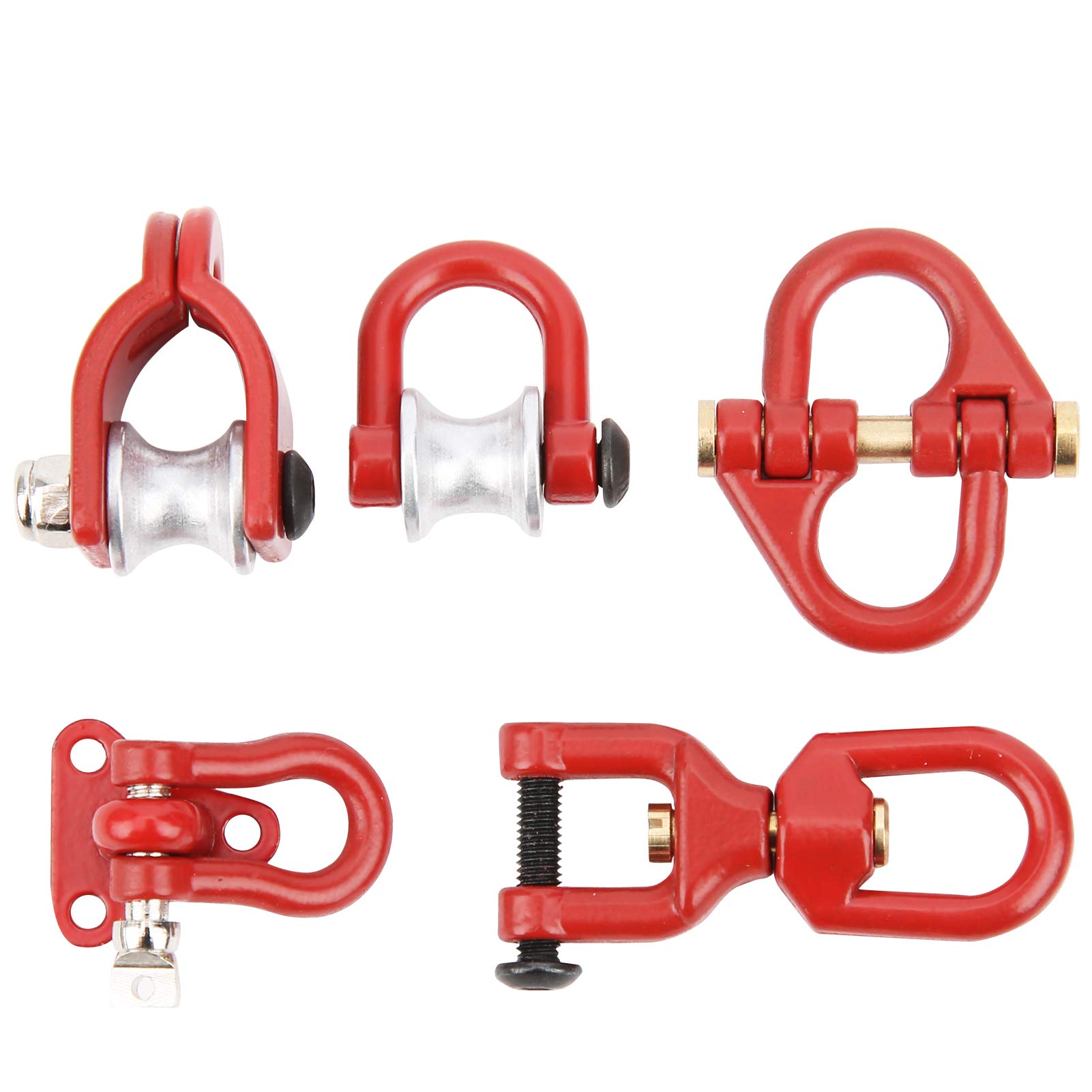 VGEBY 1/10 Scale RC Tow Hook - Heavy Duty Metal Climbing Trailer Hook for RC Cars & Crawlers - Realistic Simulation Towing Accessory (Red) - Perfect for Off-Road Adventures & RC Crawler Decorations