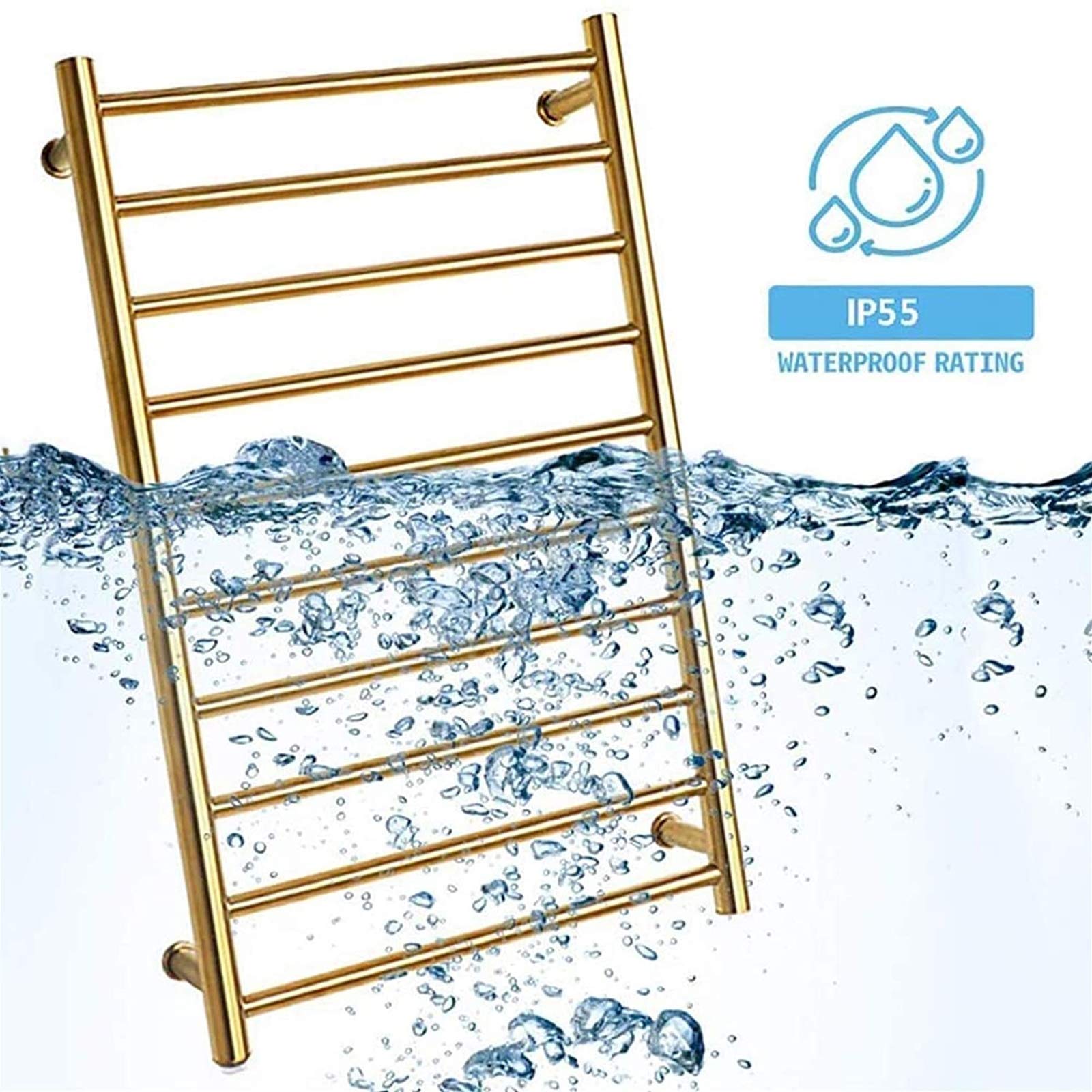 Premium 304 Stainless Steel Electric Towel Warmer - Wall Mounted Heated Towel Rack with 10 Bars, 88W Hardwired Bathroom Radiator (Gold) - Perfect for Spa, Luxury Hotels & Modern Home Bathrooms