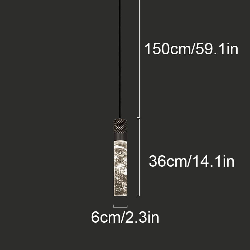 STUFY 1-Light Black Crystal LED Pendant Light - 5W Warm White Kitchen Island Lighting - Modern Bubble Crystal Chandelier for Dining Room, Bathroom, Hallway & Staircase - Elegant Home & Restaurant Decor
