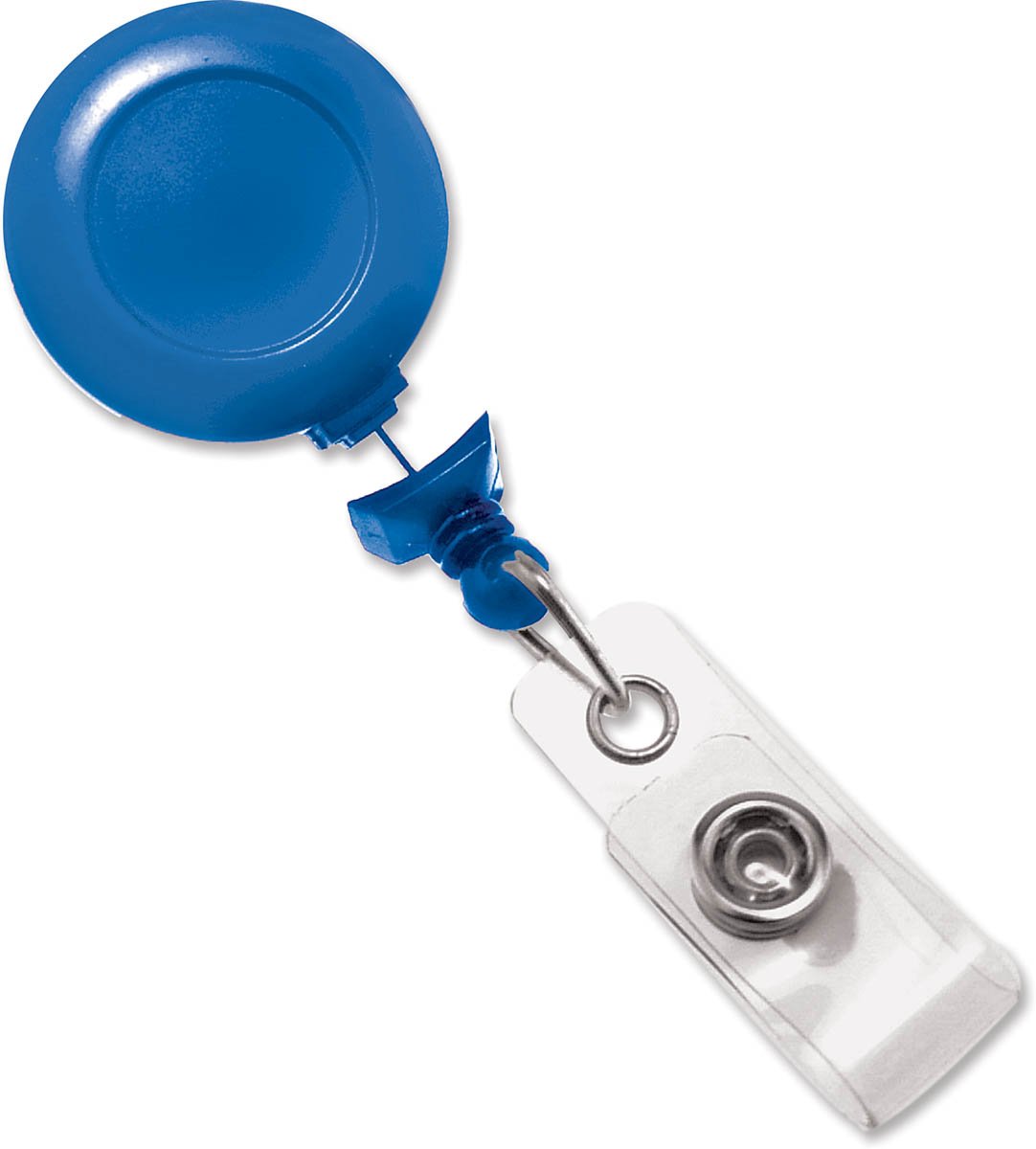 Royal Blue Round Badge Reel with No Twist Swivel Back & Clear Vinyl Strap - 100 Pack for Nurses, Teachers, and Event Staff - Perfect for ID Badges, Name Tags, and Security Passes