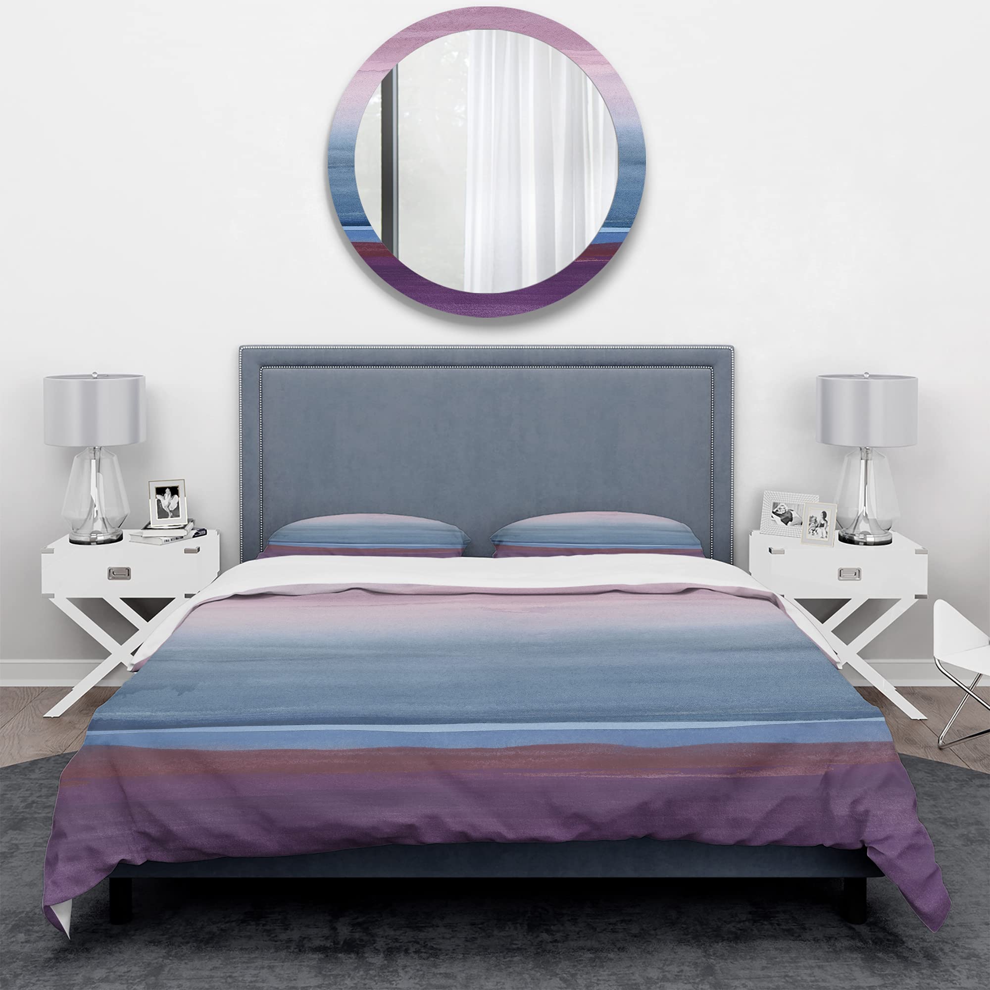 DesignQ Purple Rock Landscape Duvet Cover Set King - Farmhouse Abstract Bedding for All Seasons