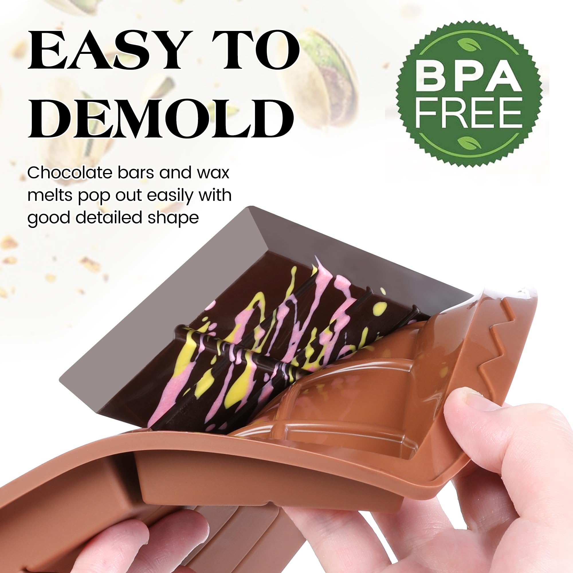 1 Pc Deep Large Silicone Chocolate Bar Mold - Break Apart Thick Silicone Candy Bar Molds for Baking, DIY Chocolate Making (10 Snap) - Perfect for Homemade Treats, Party Favors & Gift Giving