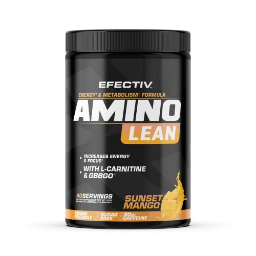 Efectiv Nutrition Amino Lean 240g - Sunset Mango Flavor | Pre-Workout & Post-Workout Recovery Supplement for Energy & Muscle Growth | Ideal for Gym, Fitness & Bodybuilding