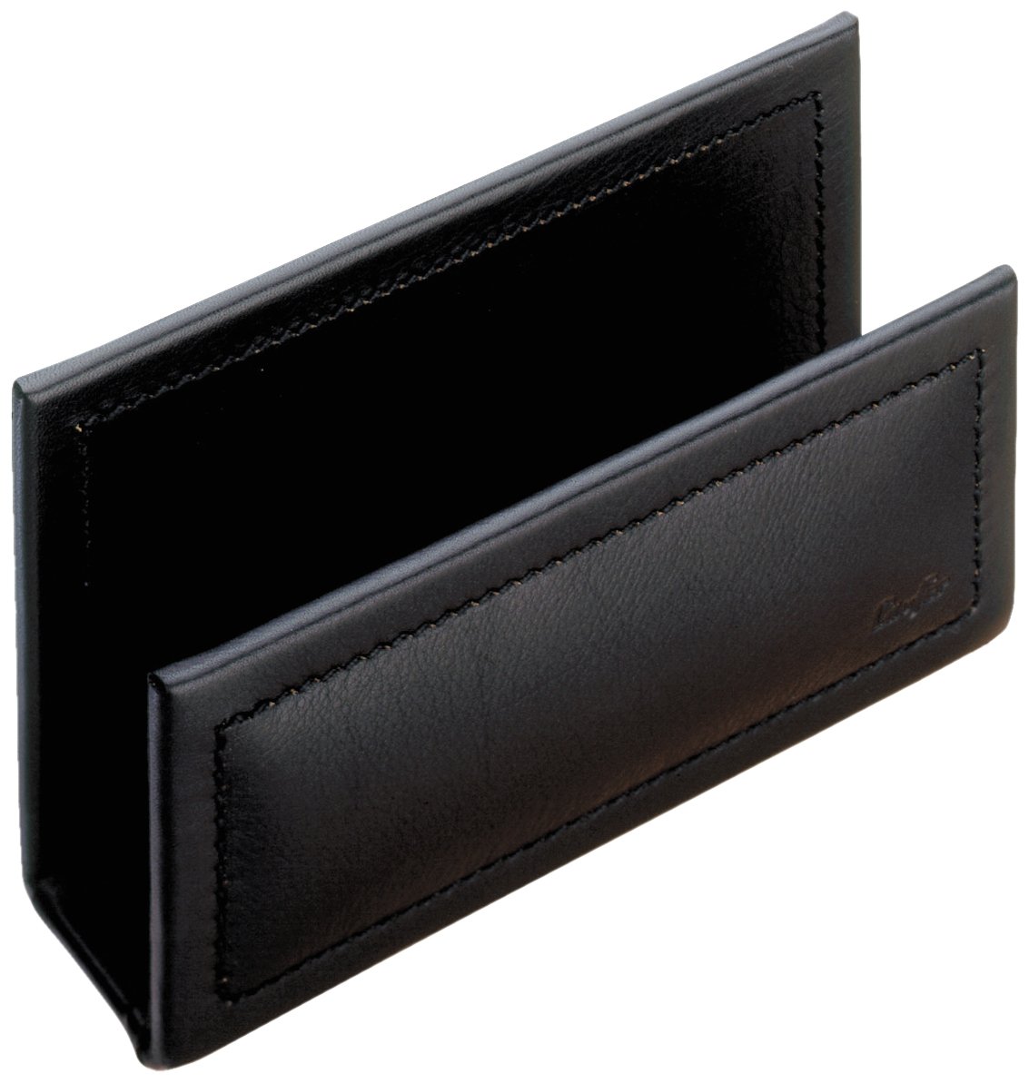 Ambiente Modena 33016 Genuine Leather Letter Holder - 6.3 x 2.6 x 3.3 Inches, Black - Stylish Desk Organizer for Home & Office