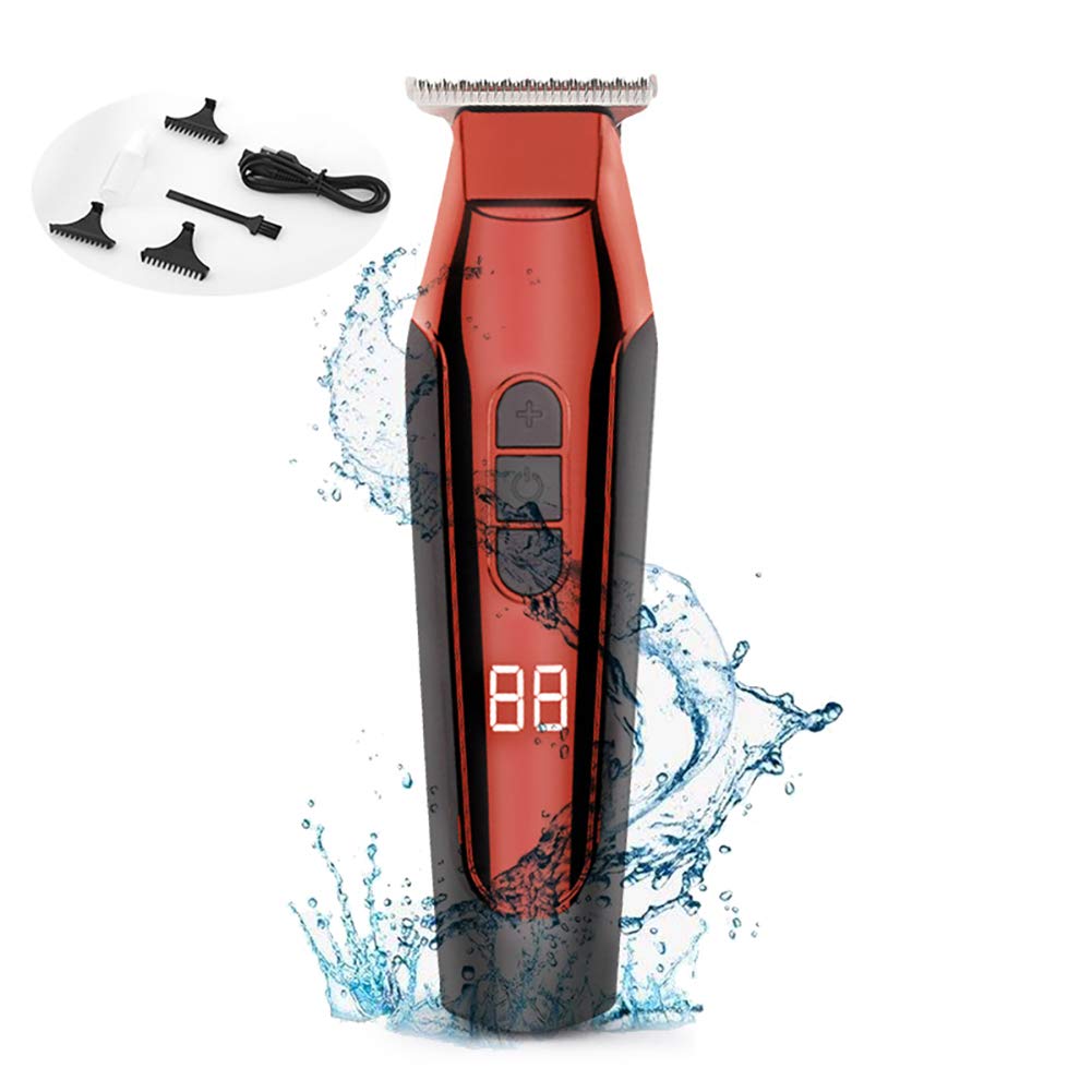 Professional Electric Hair Clipper & Beard Trimmer Set - USB Rechargeable, Full-Body Waterproof, Triple Power for Men's Grooming, Body Hair Trimming & Family Use - Perfect for Home, Travel & Salon Styling (Red)