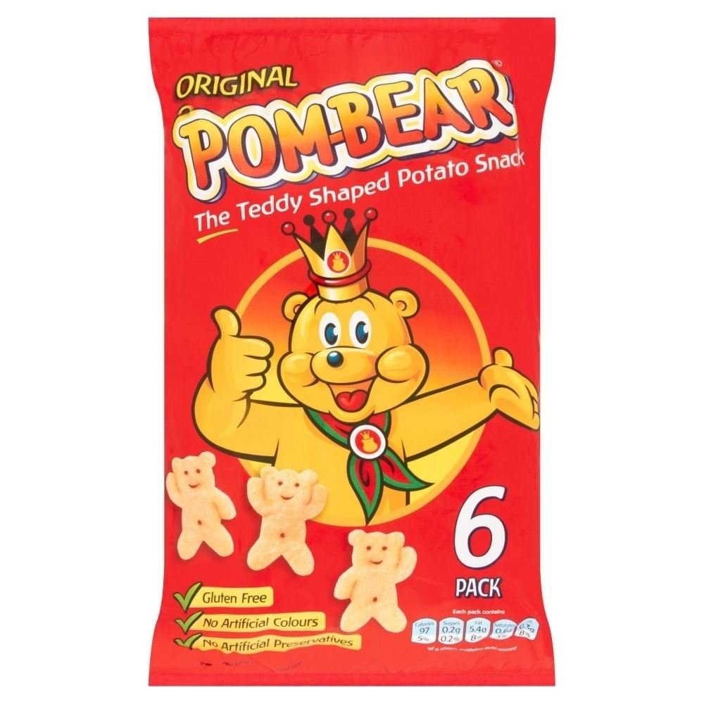 Pom-Bear Original Potato Snacks - 6x19g Packs (Pack of 2) - Crunchy Bear-Shaped Chips for Kids Lunch, Party Snacks & On-the-Go Treats