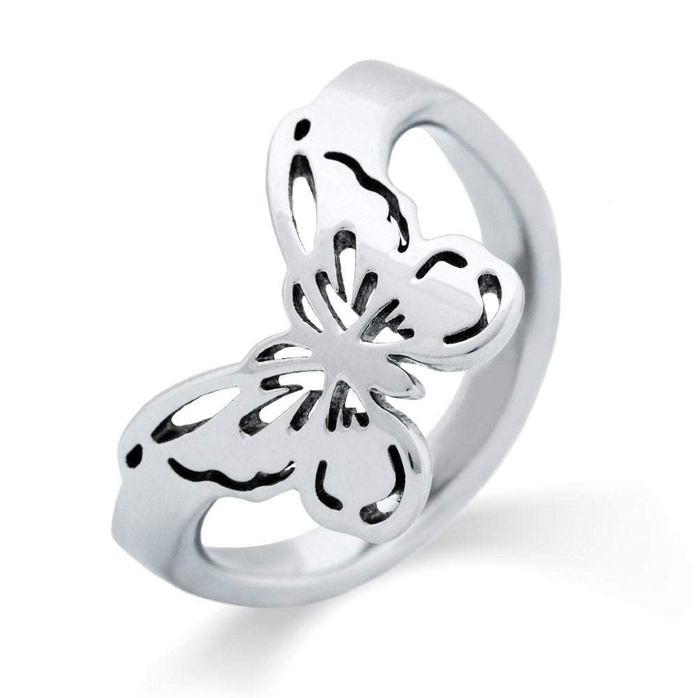 EVE'S ADDICTION Thumb Ring Butterfly Cut Out - Size 7 to 10 Sterling Silver Adjustable Ring for Women | Perfect Gift for Mom, Wife, Girlfriend | Ideal for Birthday, Anniversary, Valentine's Day & Everyday Wear