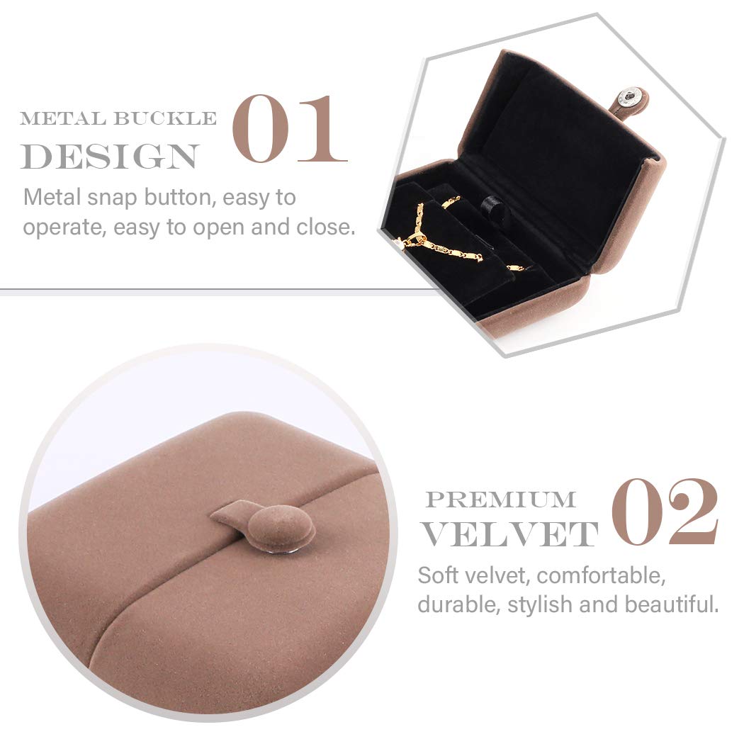 iSuperb Velvet Jewelry Box - Brown Necklace Pendant Bracelet Earrings Storage Case for Christmas, Engagement, Proposal - Perfect for Gifting & Organizing Jewelry at Home or Retail Display