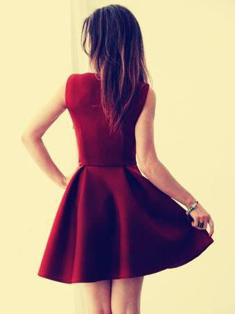 Burgundy V-Neck Homecoming Dress - Simple & Affordable Short Party Dress for Women | Perfect for Prom, Dances, and Special Occasions