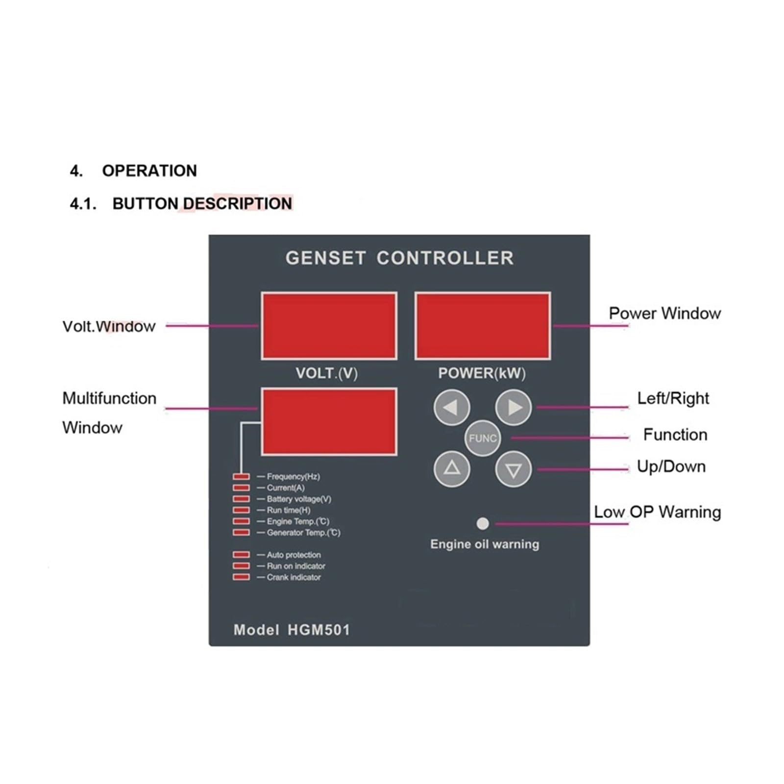 HGM501 Gasoline & Diesel Generator Controller - Small Genset Control Panel for Backup Power & Emergency Use