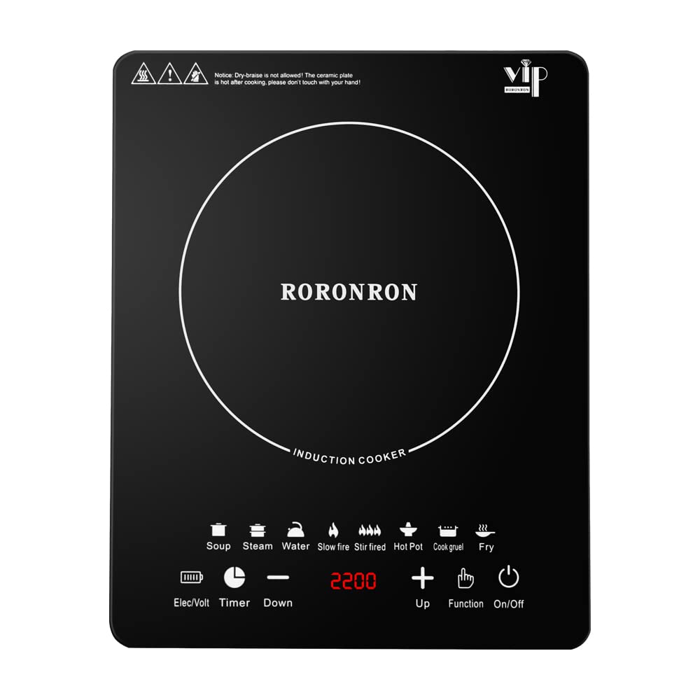 Funwill 2200W Portable Induction Cooktop with LCD Touch Screen & Digital Timer - Fast Heating Electric Stove for Home, Kitchen, RV, Dorm, Camping