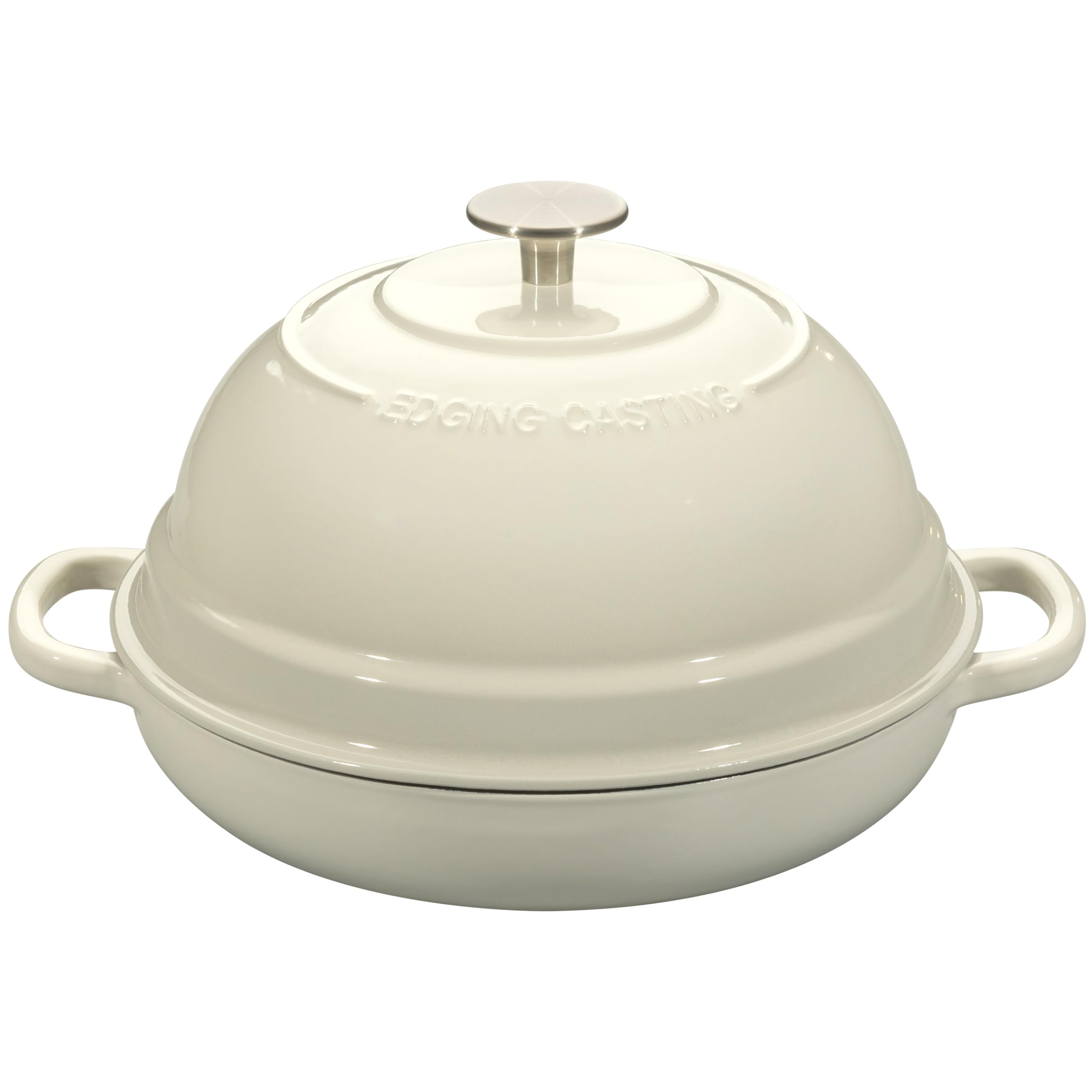 Premium 6 Quart Enameled Cast Iron Dutch Oven with Lid - Perfect for Baking Homemade Sourdough Bread, Artisan Loaves & No-Knead Bread | Round Bread Oven for Camping, Outdoor Cooking & Kitchen Use (White)