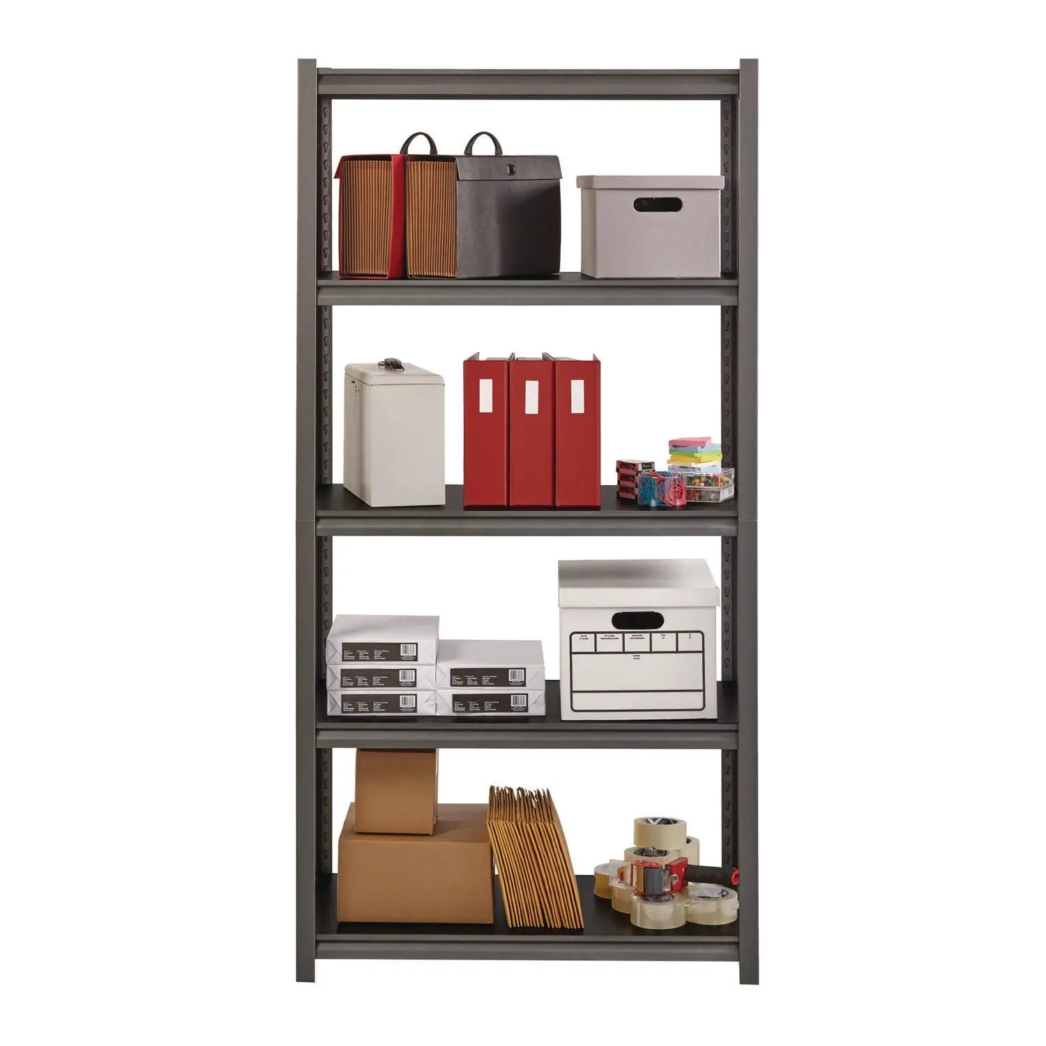 Alera® 5-Tier Steel Shelving Unit with Laminate Shelves - 36