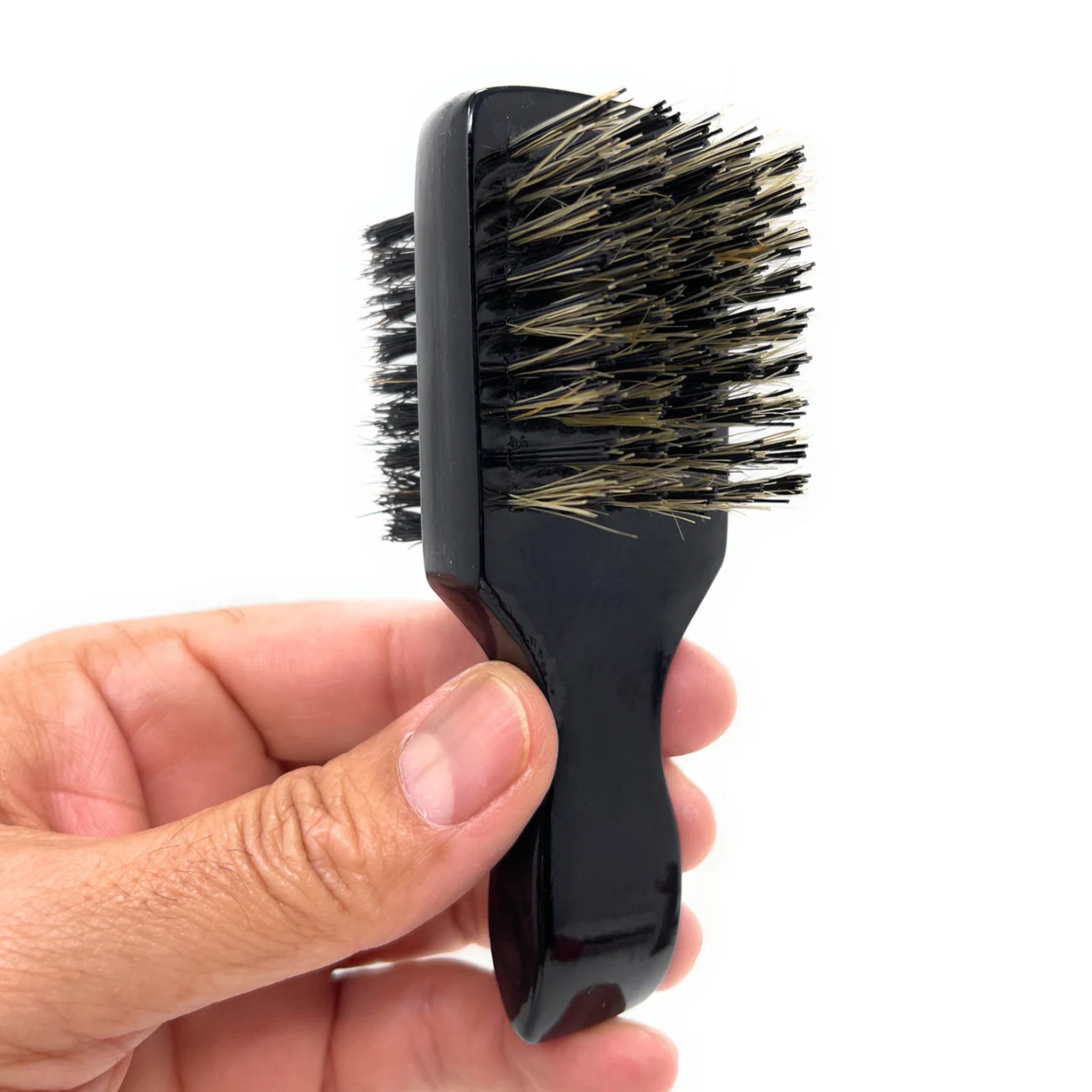 Scalpmaster 2-Sided Mini Club Brush - 5 Rows 100% Natural Boar Bristles for Beard & Hair Styling - Perfect for Travel & Daily Grooming (1 Piece)