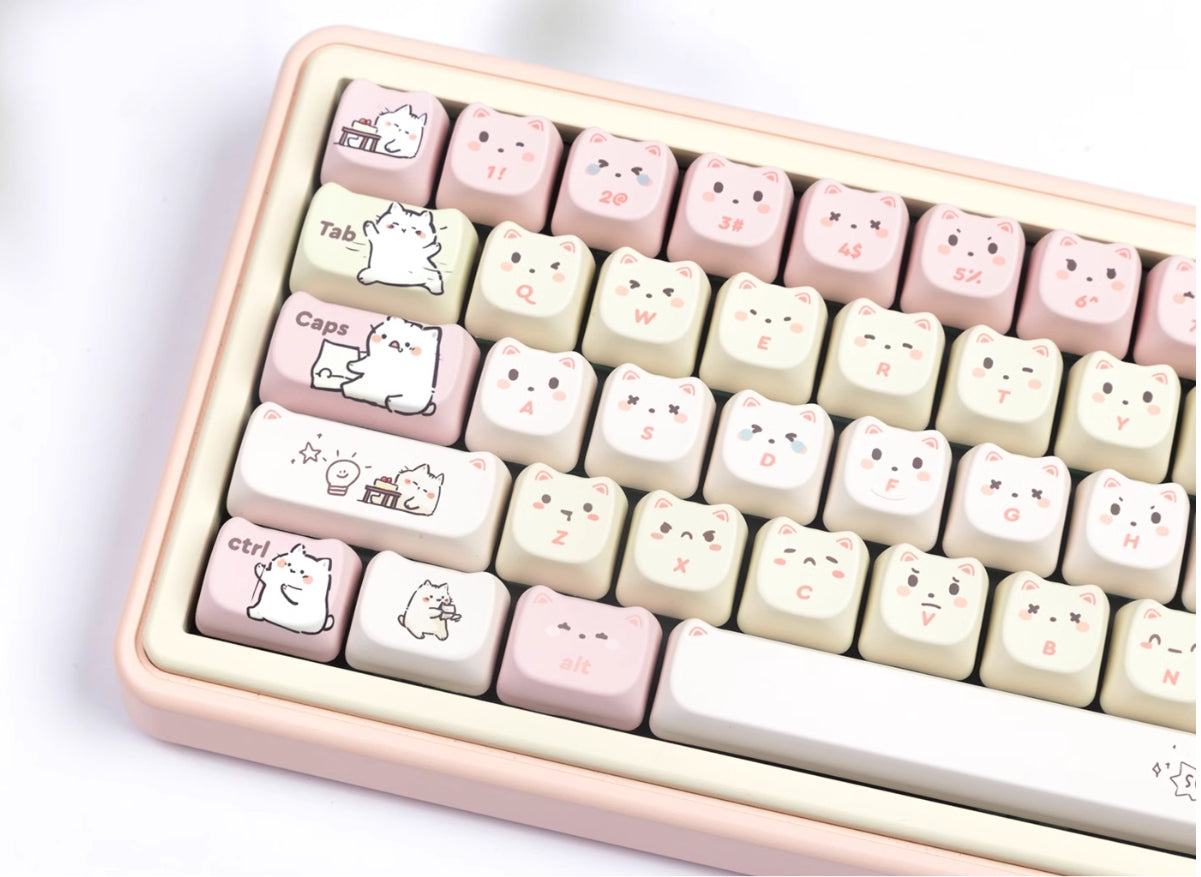 Little Lazy Cat Keycap - Cute Cat-Shaped MAO Keycap Set with Heat Sublimation for Mechanical Keyboards | Perfect for Gaming, Typing & Custom Keyboard Builds