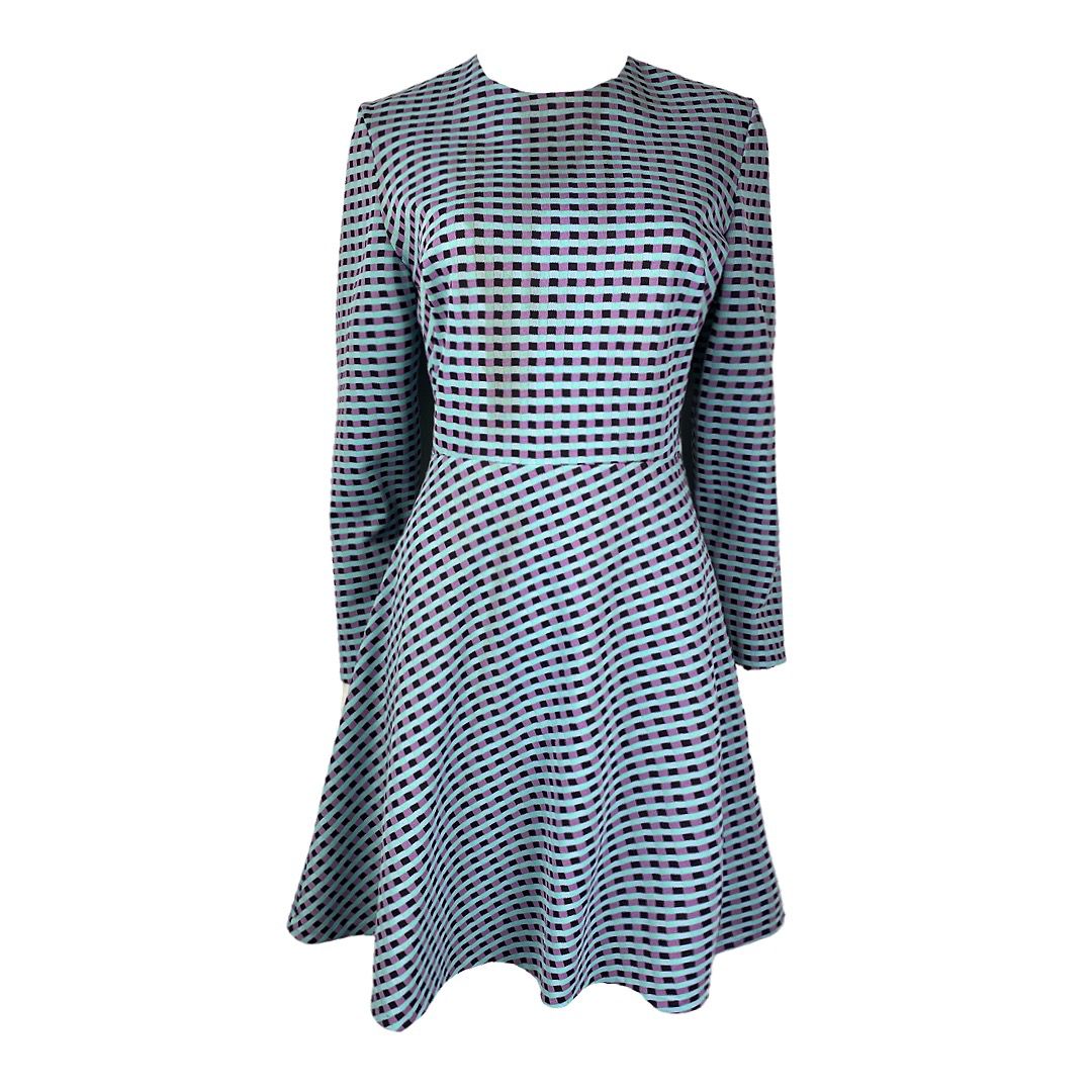 Bellmans Vintage Blue and Purple Midi Dress - Size Small | Floral Print Retro Style Dress for Women, Perfect for Parties, Weddings & Date Nights