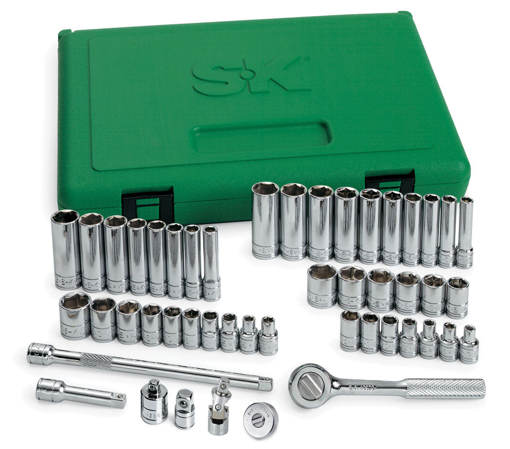 48-Piece 1/4-Inch Drive 6-Point SAE & Metric Socket Set - Standard & Deep Sockets for Automotive Repair, DIY Projects, and Home Maintenance