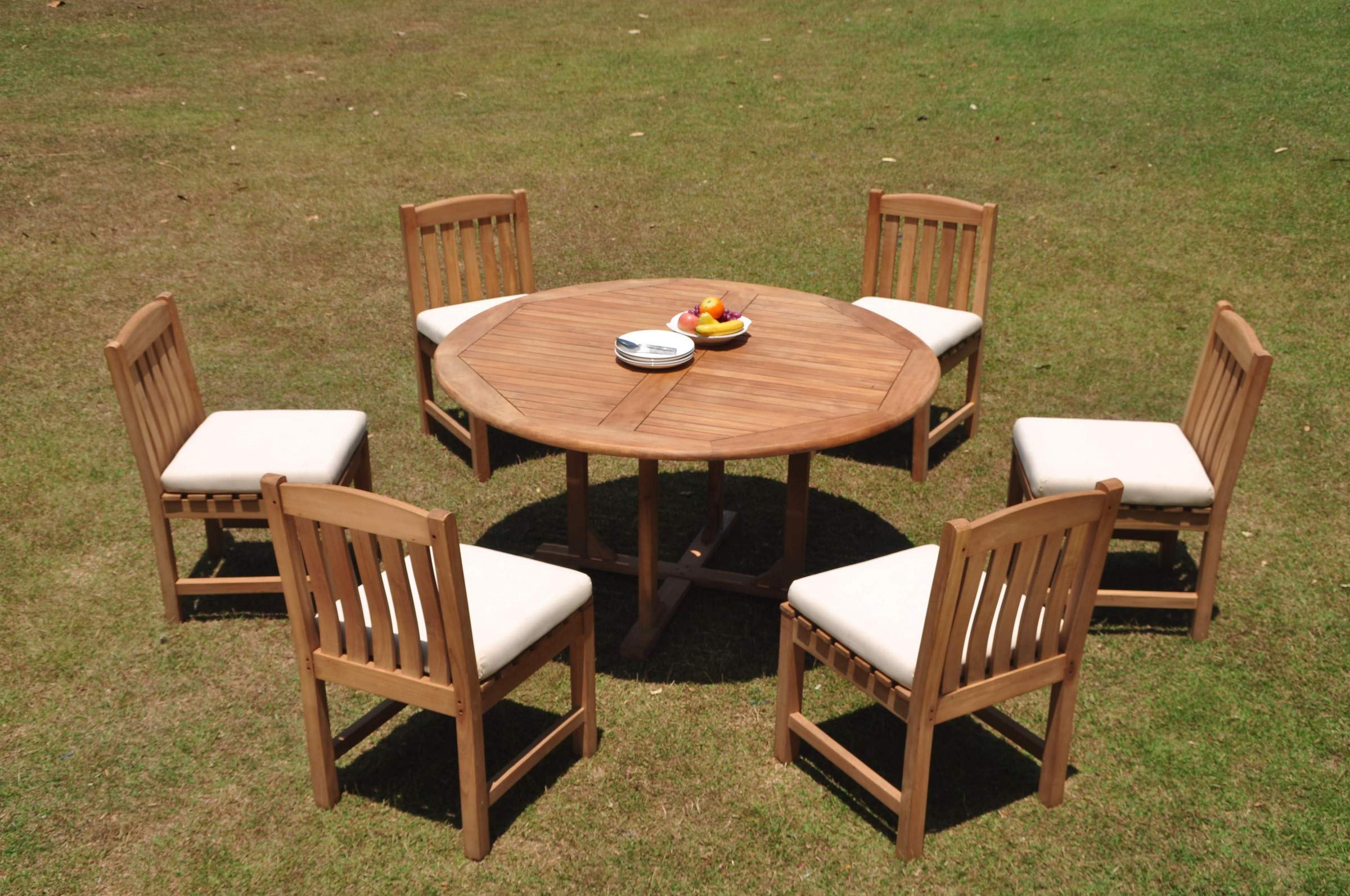 Premium Grade-A Teak Wood 6-Piece Dining Set with 60