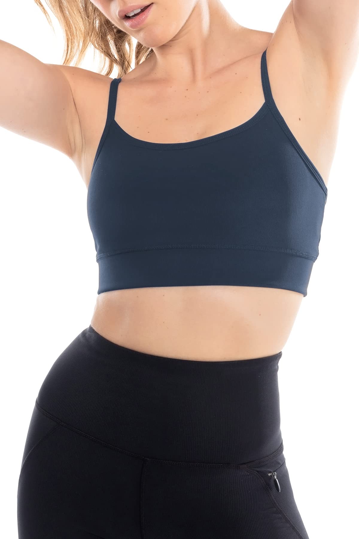 Kyodan Women's Ribbed Strappy Back Bless Bra - Comfortable Support for Yoga, Workouts & Everyday Wear